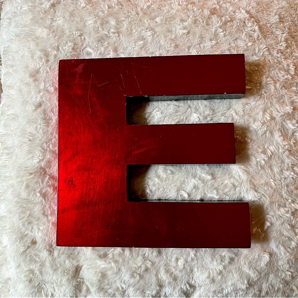 Wooden Initial “E” in Red